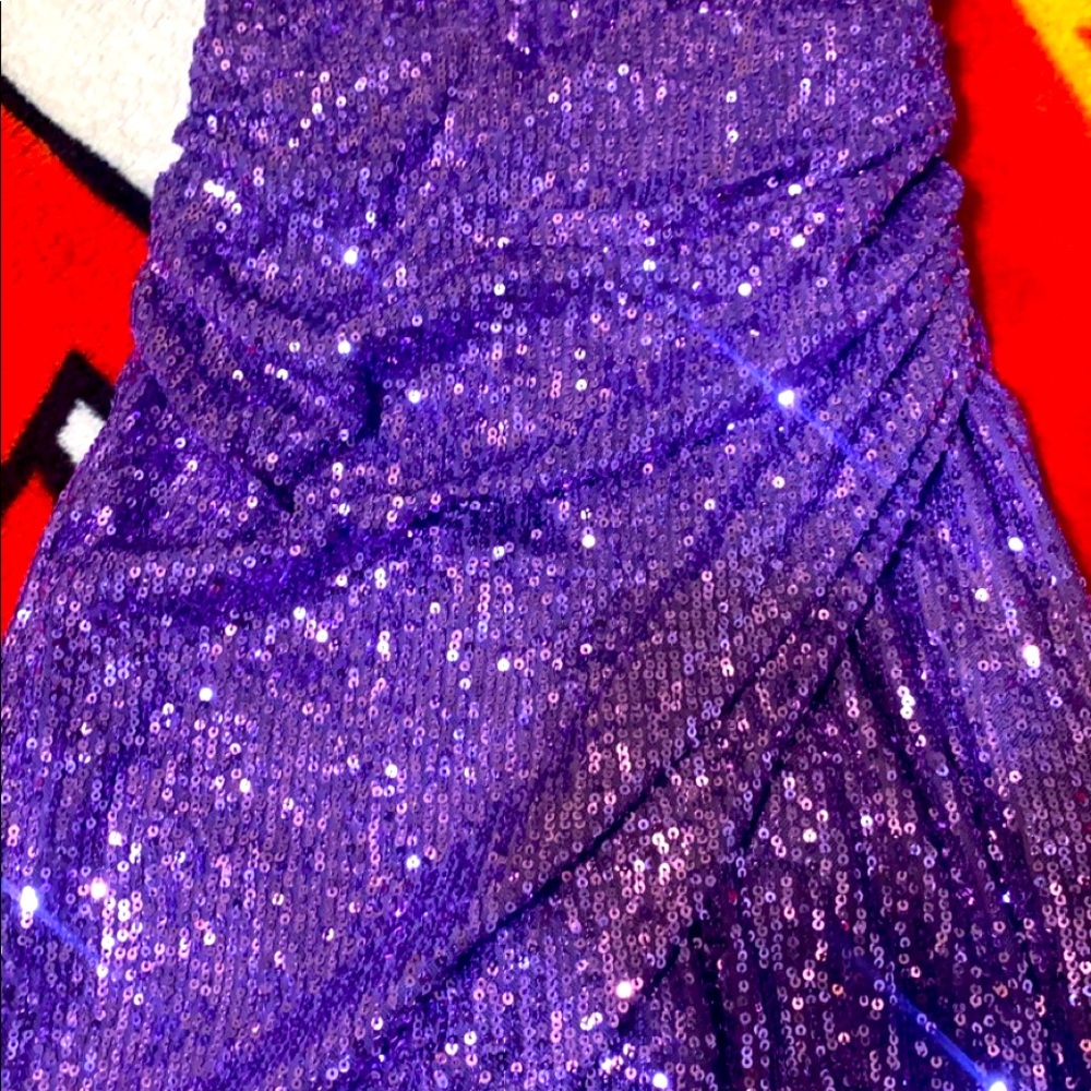 Purple sequin mini homecoming dress ,brand; fashion nova .